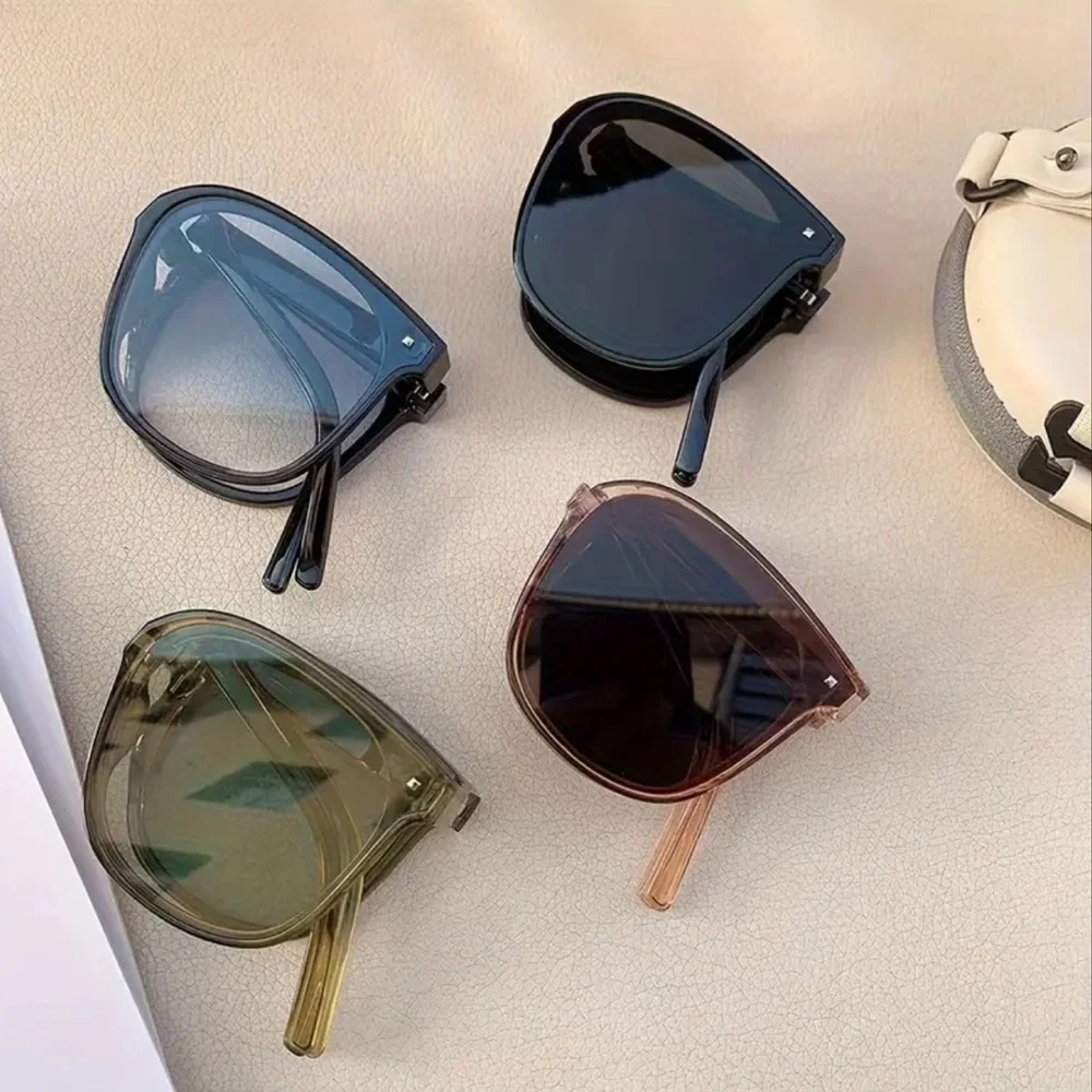 Foldable Square Frame Sunglasses, High-Quality Polarized Lenses, With Case - Picture 1 of 7